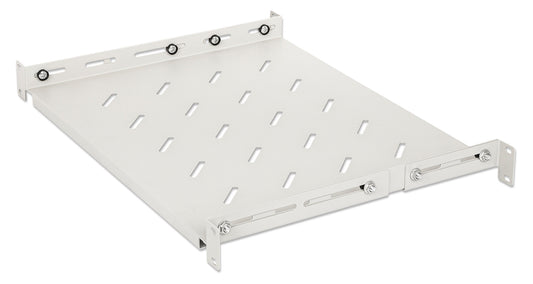 19" Shelf with Variable Rails for Fixed Mounting, 1U, 350 mm Depth, Gray Image 1
