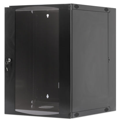 15U 19" Swing Out Wall Mount Network Cabinet, 600 mm (23.6 in.) Depth, Black Image 1
