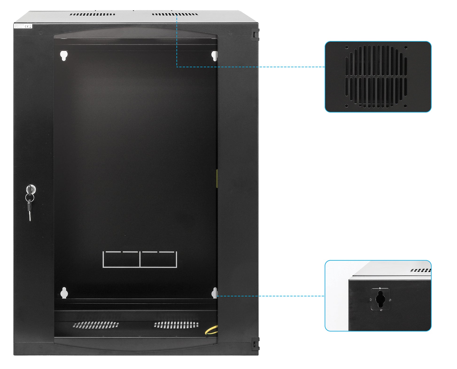 15U 19" Swing Out Wall Mount Network Cabinet, 600 mm (23.6 in.) Depth, Black Image 13
