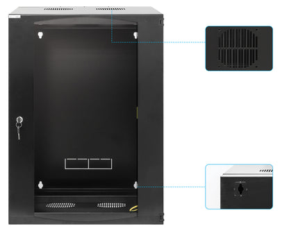 15U 19" Swing Out Wall Mount Network Cabinet, 600 mm (23.6 in.) Depth, Black Image 13