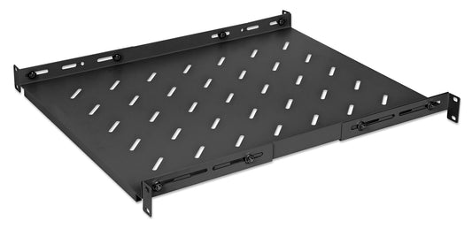 19" Shelf with Variable Rails for Fixed Mounting, 1U, 550 mm Depth, Black Image 1