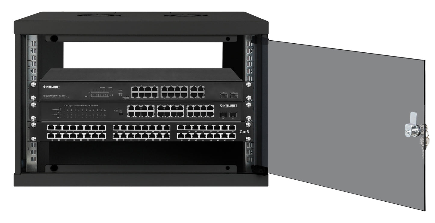 6U 19" Wall Mount Network Cabinet, Basic Line, 400 mm Depth, Black Image 4