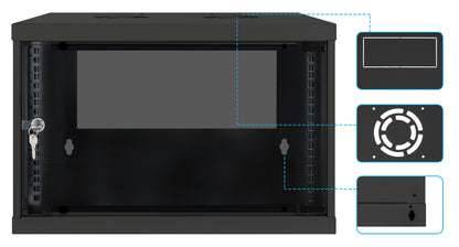 6U 19" Wall Mount Network Cabinet, Basic Line, 400 mm Depth, Black Image 8