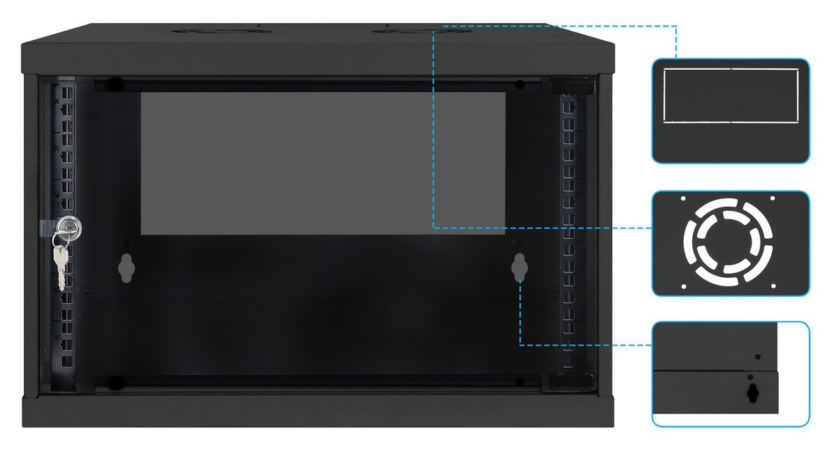 6U 19" Wall Mount Network Cabinet, Basic Line, 400 mm Depth, Black Image 8