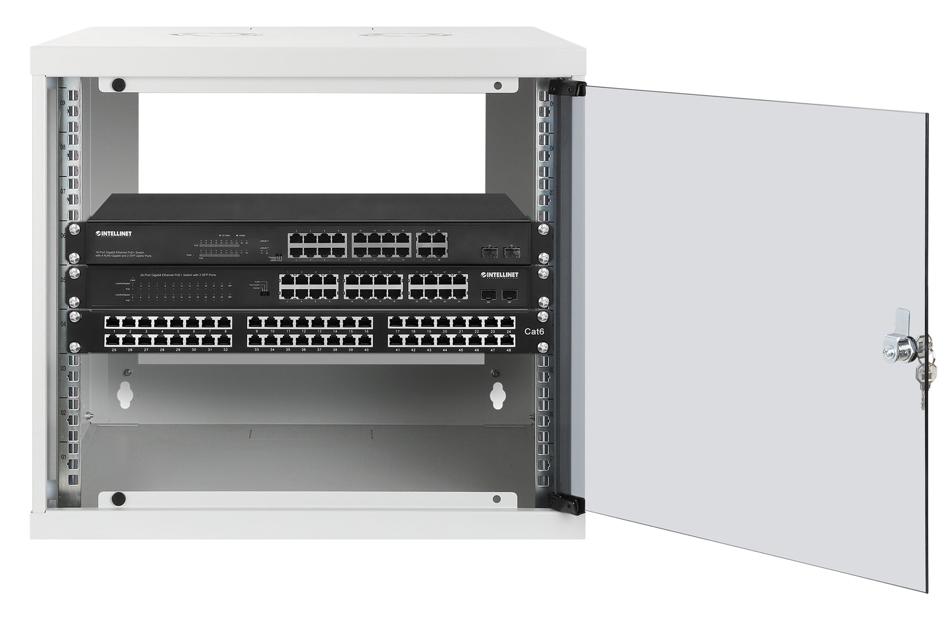 9U 19" Wall Mount Network Cabinet, Basic Line, 400 mm Depth, Gray Image 4