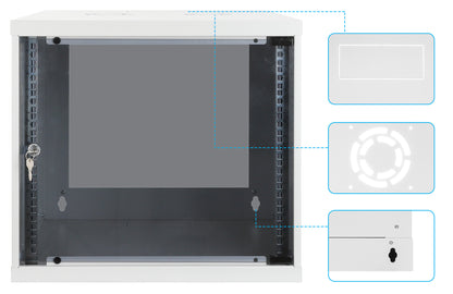 9U 19" Wall Mount Network Cabinet, Basic Line, 400 mm Depth, Gray Image 8