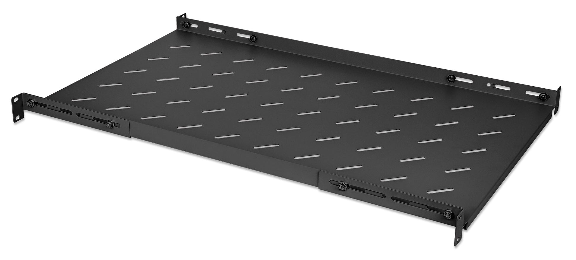 19" Shelf with Variable Rails for Fixed Mounting, 1U, 750 mm Depth, Black Image 2