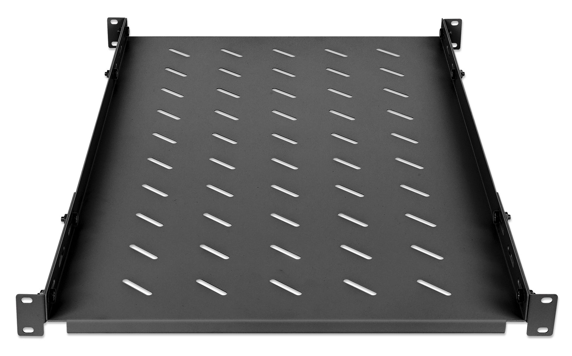 19" Shelf with Variable Rails for Fixed Mounting, 1U, 750 mm Depth, Black Image 3