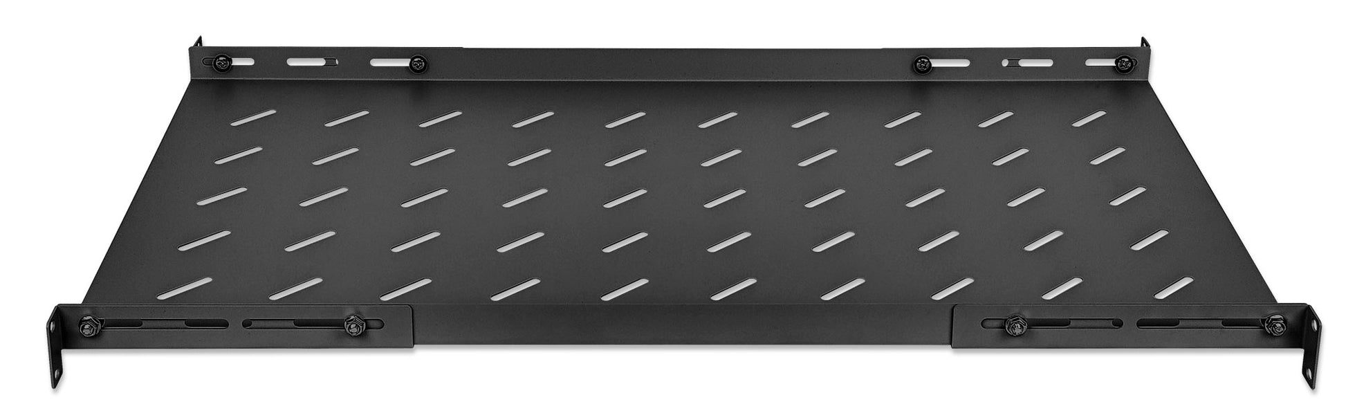 19" Shelf with Variable Rails for Fixed Mounting, 1U, 750 mm Depth, Black Image 4