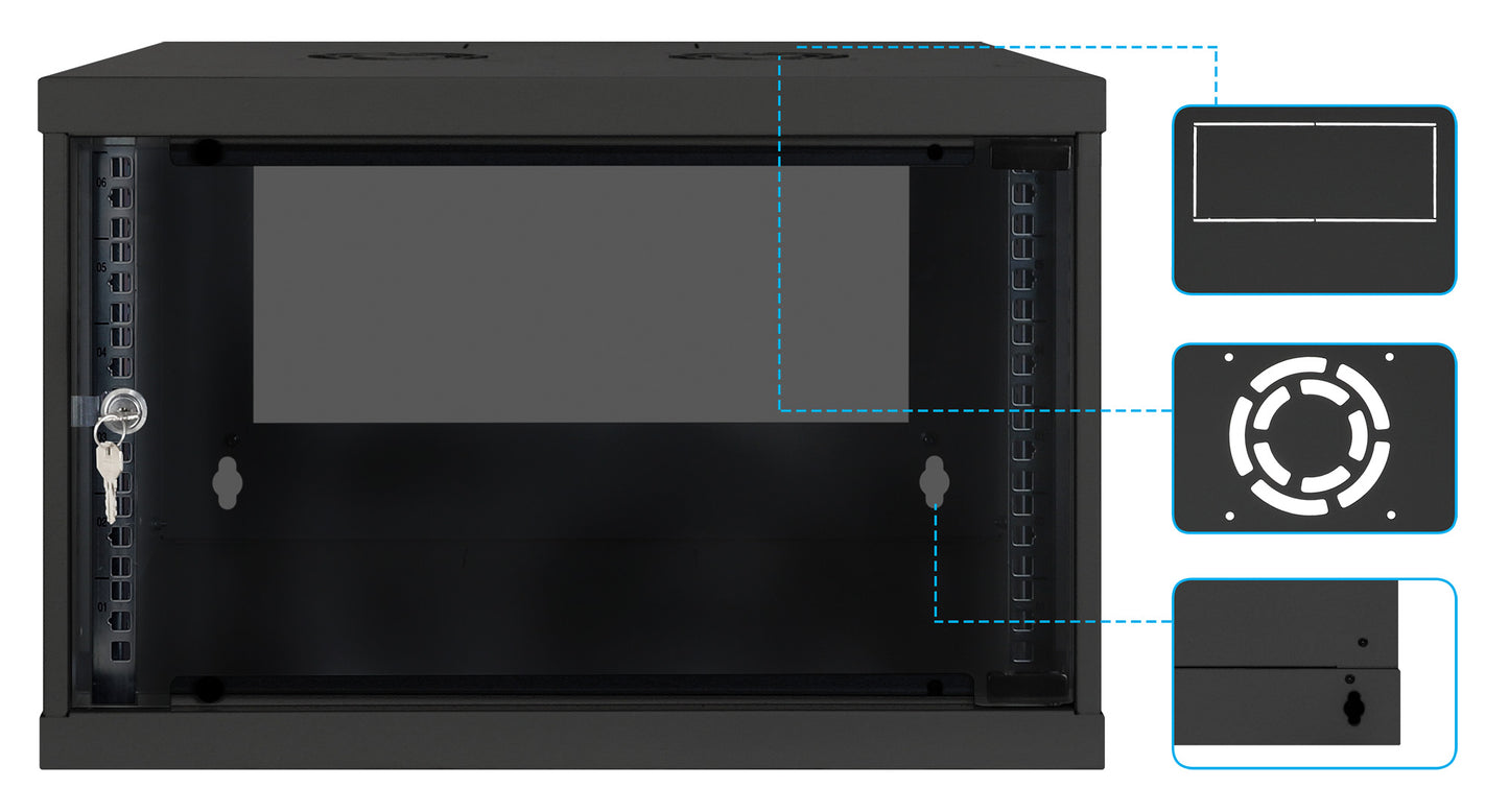 6U 19" Wall Mount Network Cabinet, Basic Line, 560 mm Depth, Black Image 8