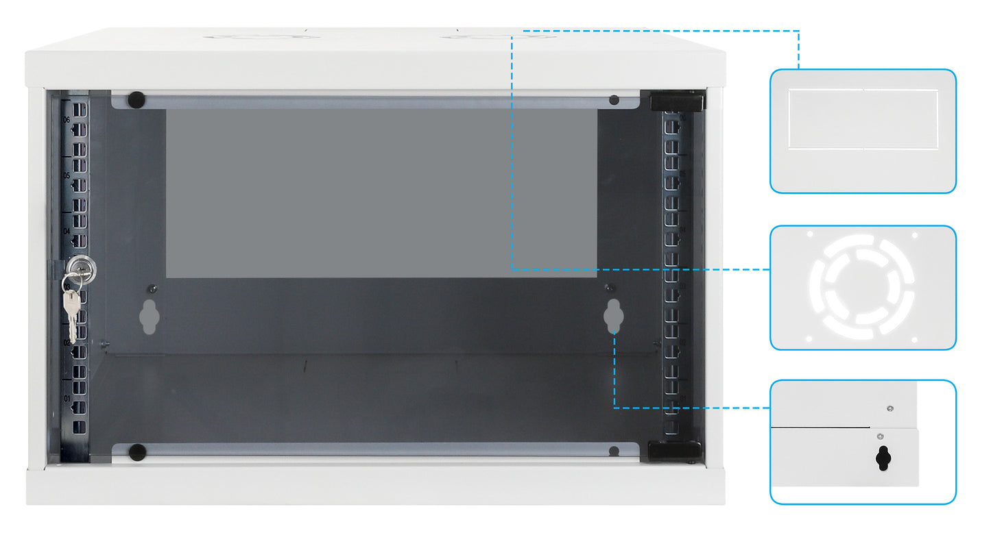 6U 19" Wall Mount Network Cabinet, Basic Line, 560 mm Depth, Gray Image 8
