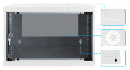6U 19" Wall Mount Network Cabinet, Basic Line, 560 mm Depth, Gray Image 8