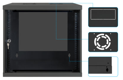 9U 19" Wall Mount Network Cabinet, Basic Line, 560 mm Depth, Black Image 8