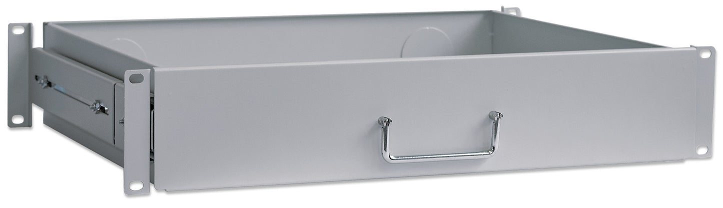 19" Storage Drawer Shelf, 2U, 350 mm Depth, Gray Image 2