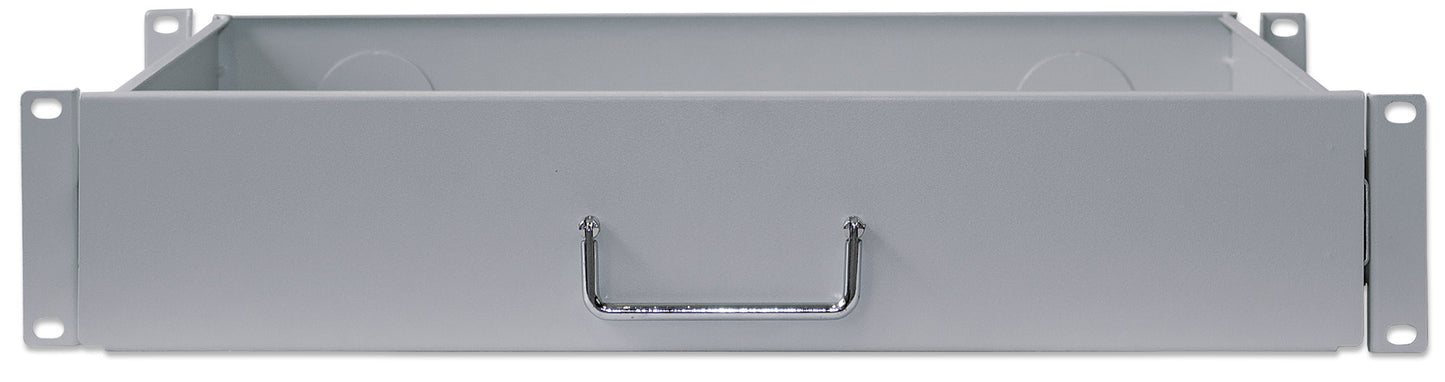 19" Storage Drawer Shelf, 2U, 350 mm Depth, Gray Image 3