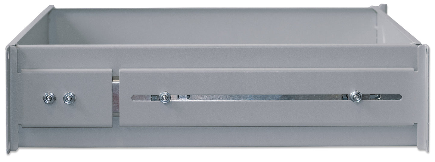 19" Storage Drawer Shelf, 2U, 350 mm Depth, Gray Image 5
