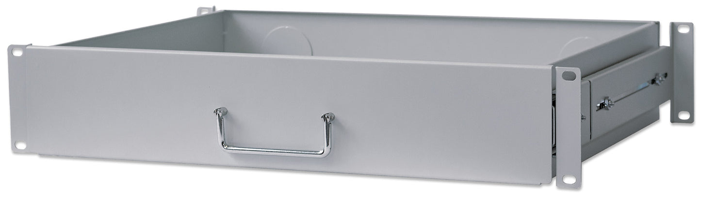 19" Storage Drawer Shelf, 2U, 350 mm Depth, Gray Image 1