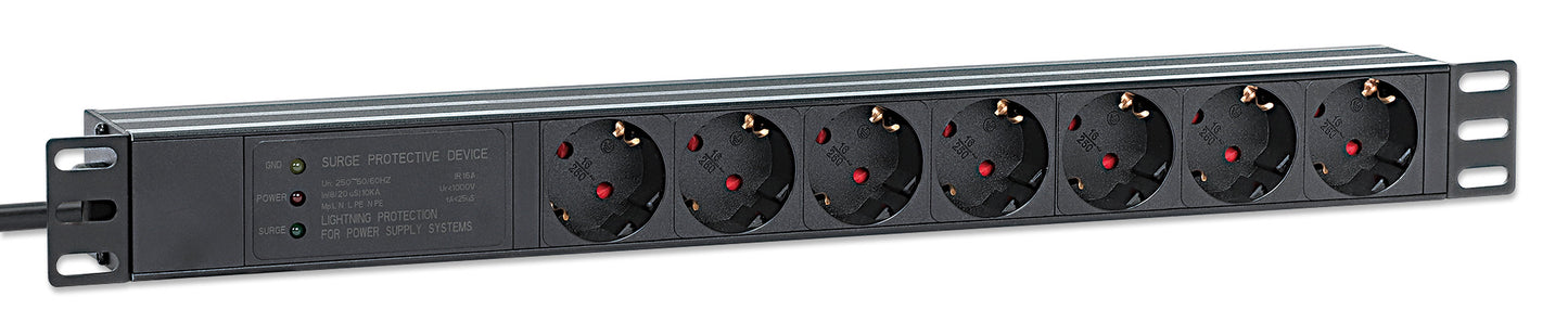 19" 1U Rackmount 7-Output Power Distribution Unit (PDU) / Surge Protector Image 3