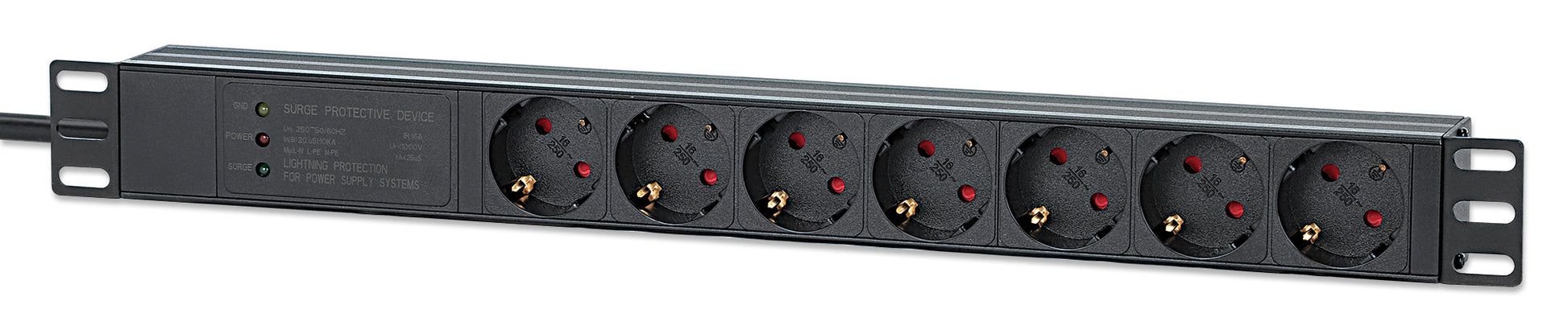 19" 1U Rackmount 7-Output Power Distribution Unit (PDU) / Surge Protector Image 1