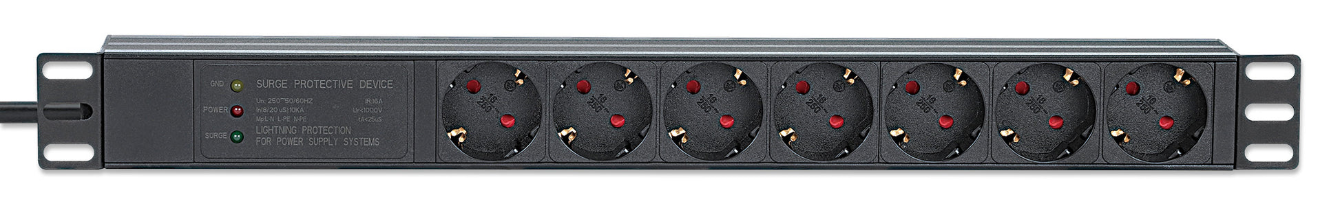 19" 1U Rackmount 7-Output Power Distribution Unit (PDU) / Surge Protector Image 4