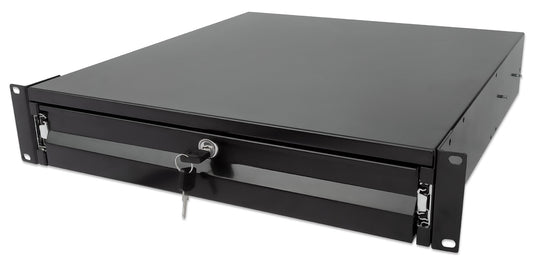 19" Storage Drawer Shelf, 2U, 466 mm Depth, Black Image 1