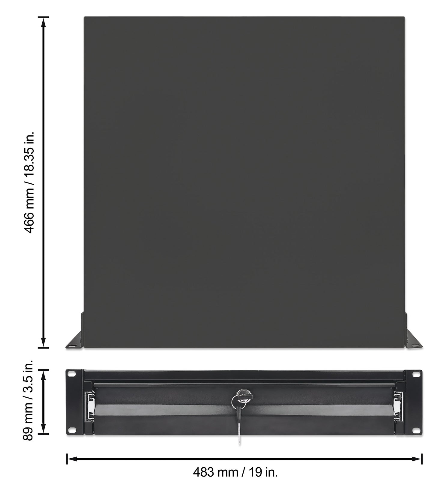 19" Storage Drawer Shelf, 2U, 466 mm Depth, Black Image 6