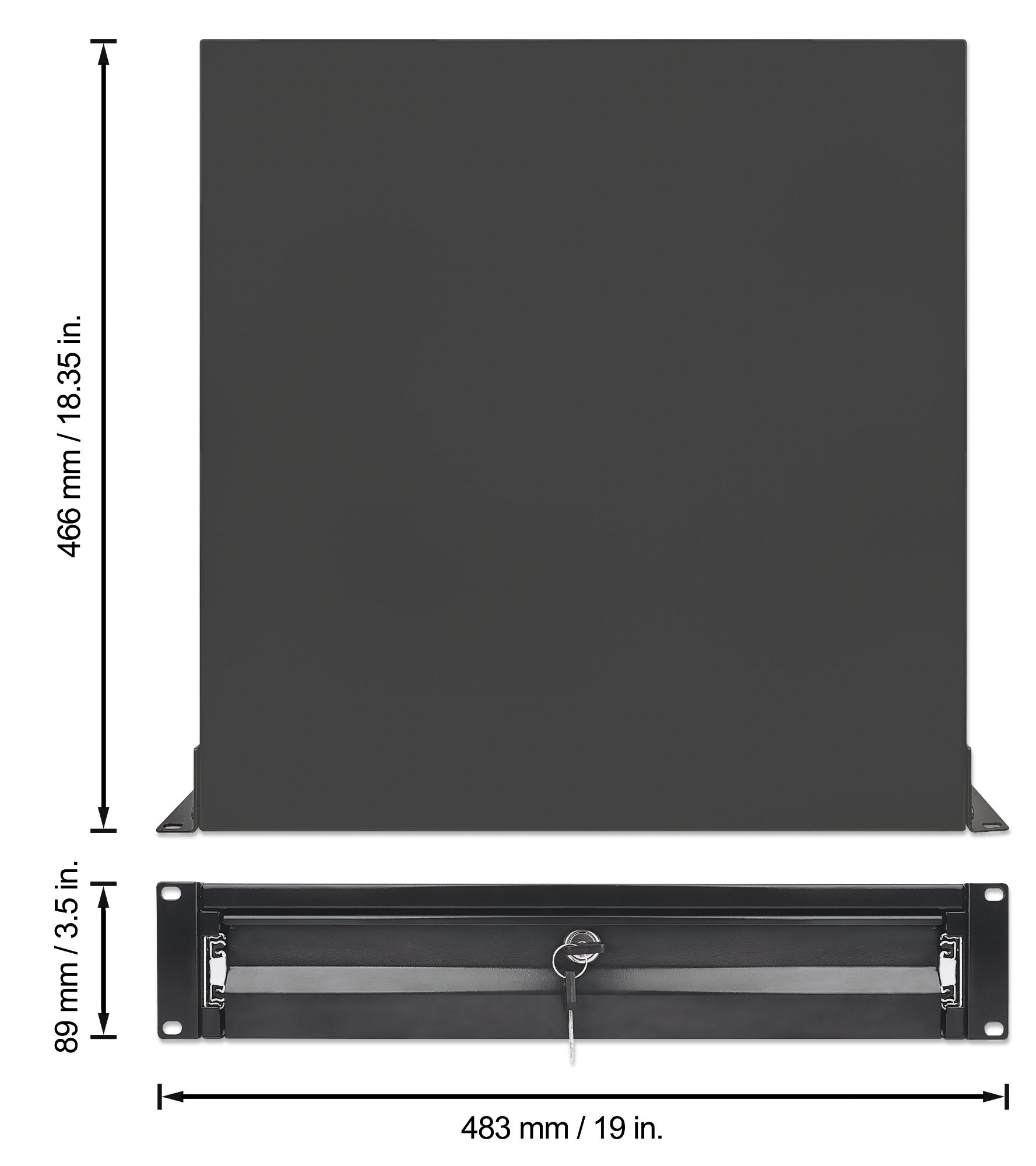 19" Storage Drawer Shelf, 2U, 466 mm Depth, Black Image 6