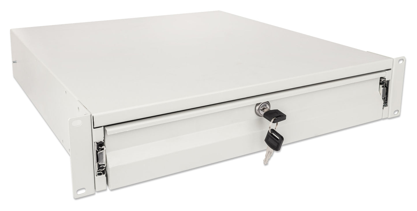 19" Storage Drawer Shelf, 2U, 466 mm Depth, Gray Image 2