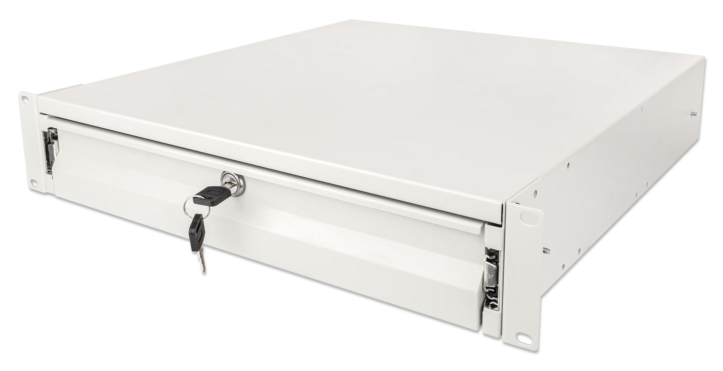 19" Storage Drawer Shelf, 2U, 466 mm Depth, Gray Image 1