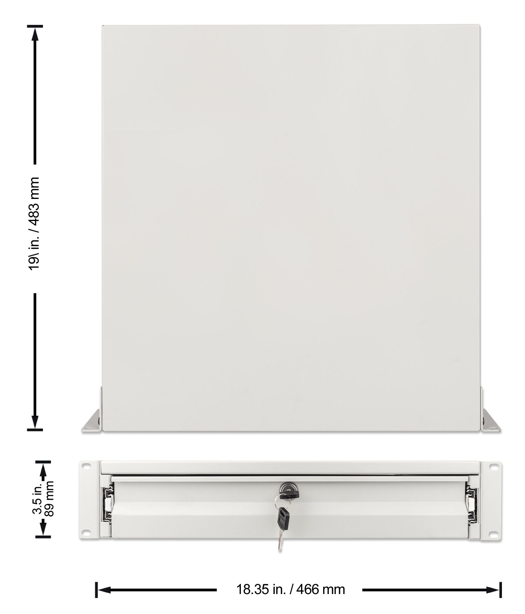 19" Storage Drawer Shelf, 2U, 466 mm Depth, Gray Image 6