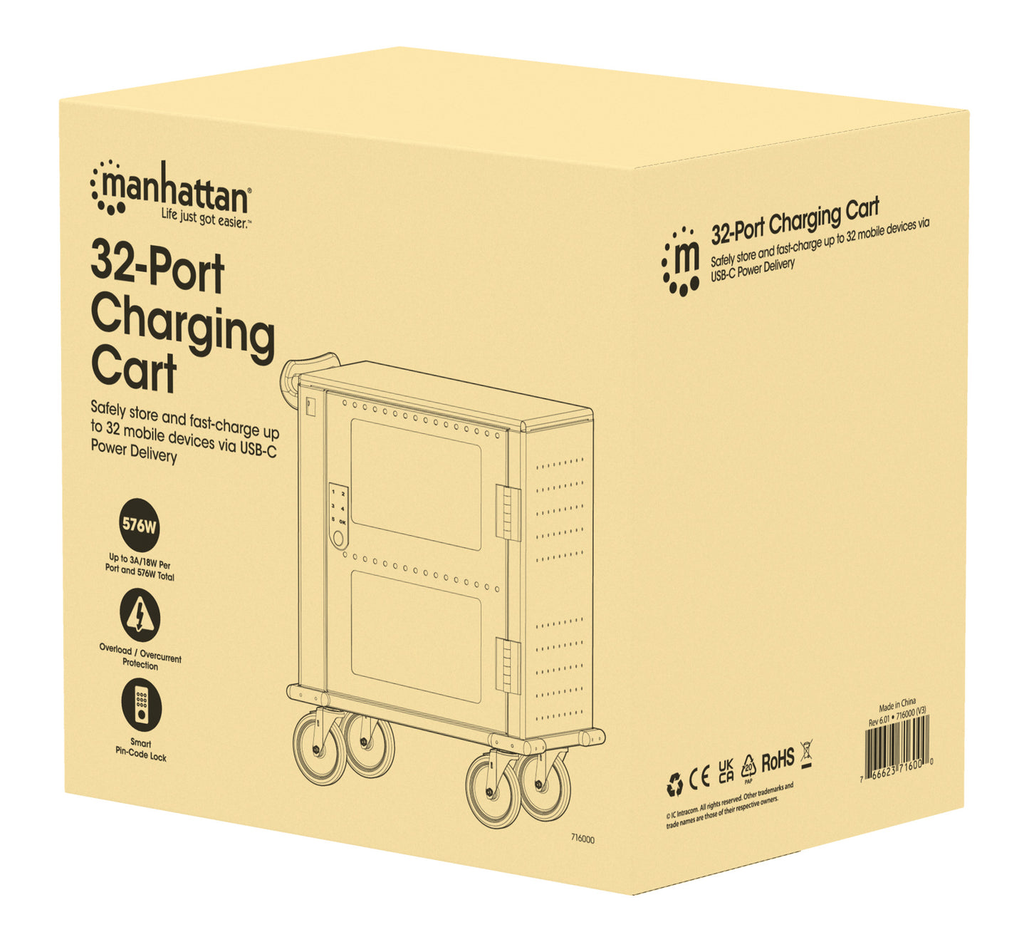 32-Port USB-C Charging Cart - 18W per Port Packaging Image 2