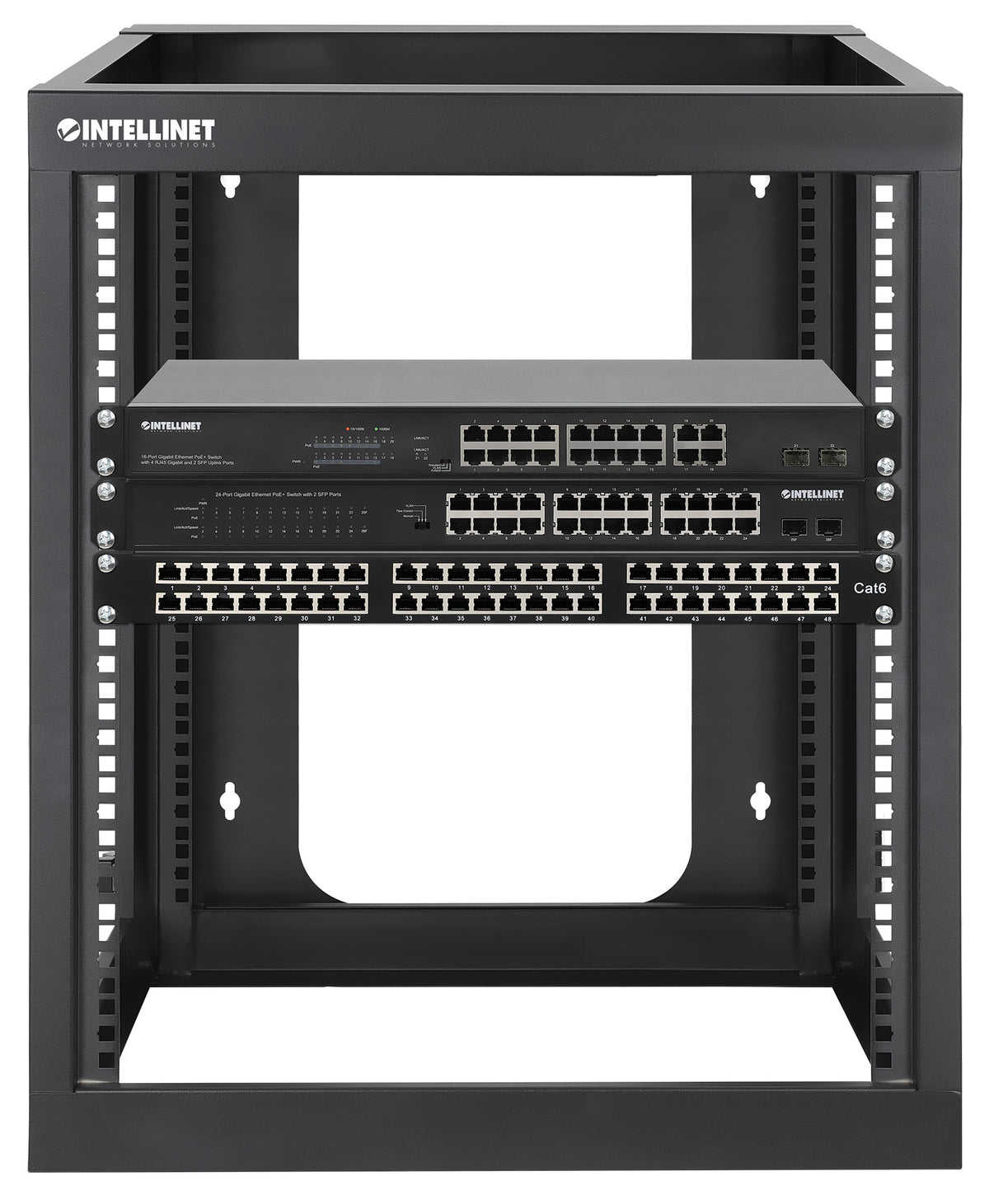 19" Wall Mount 4-Post Open Frame Network Rack, 12U Image 8
