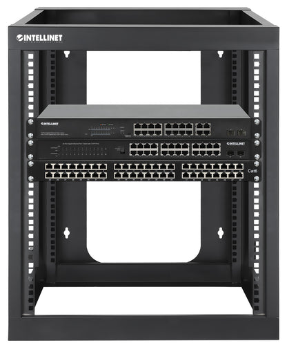 19" Wall Mount 4-Post Open Frame Network Rack, 12U Image 8