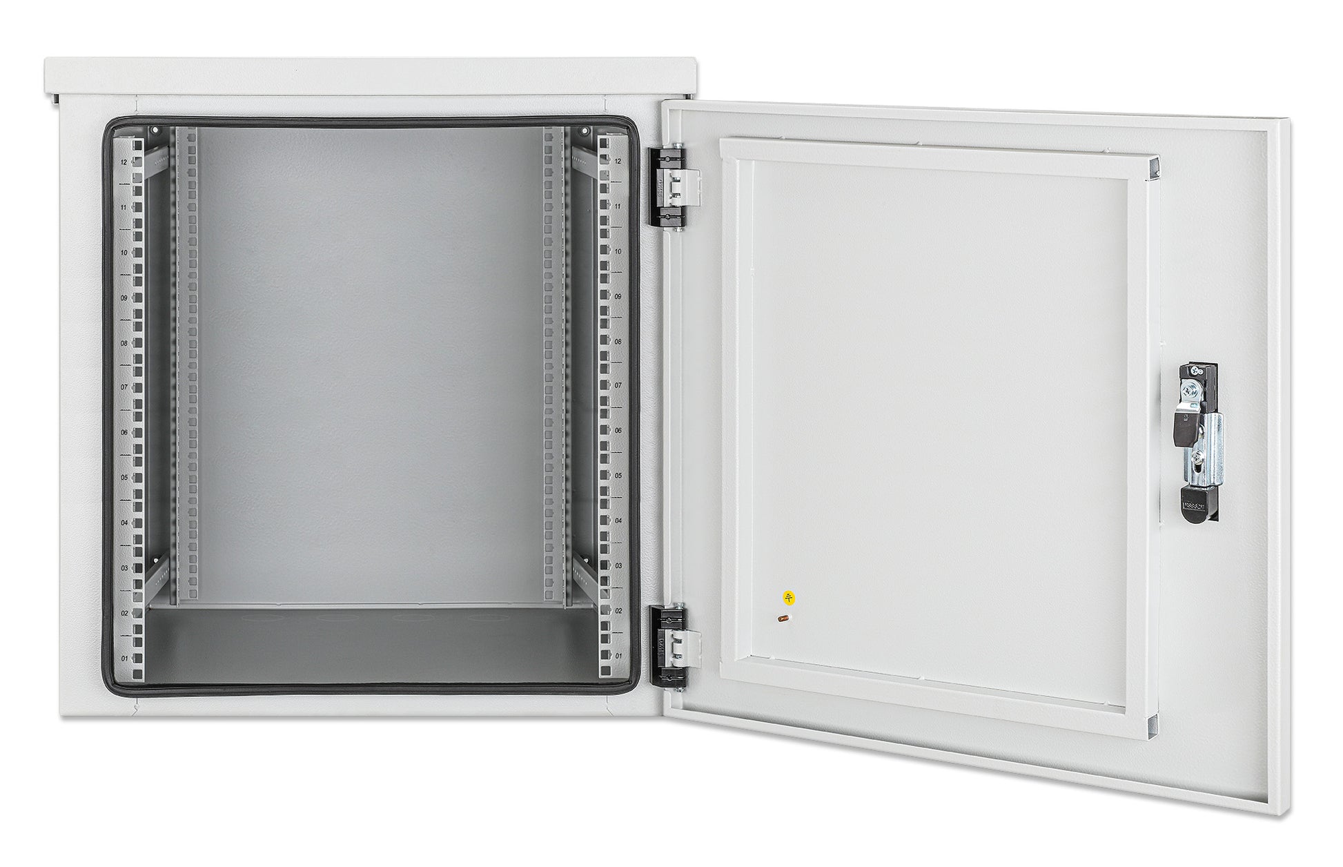 12U Industrial IP55 19" Wall Mount Cabinet with Integrated Fans, Gray Image 5