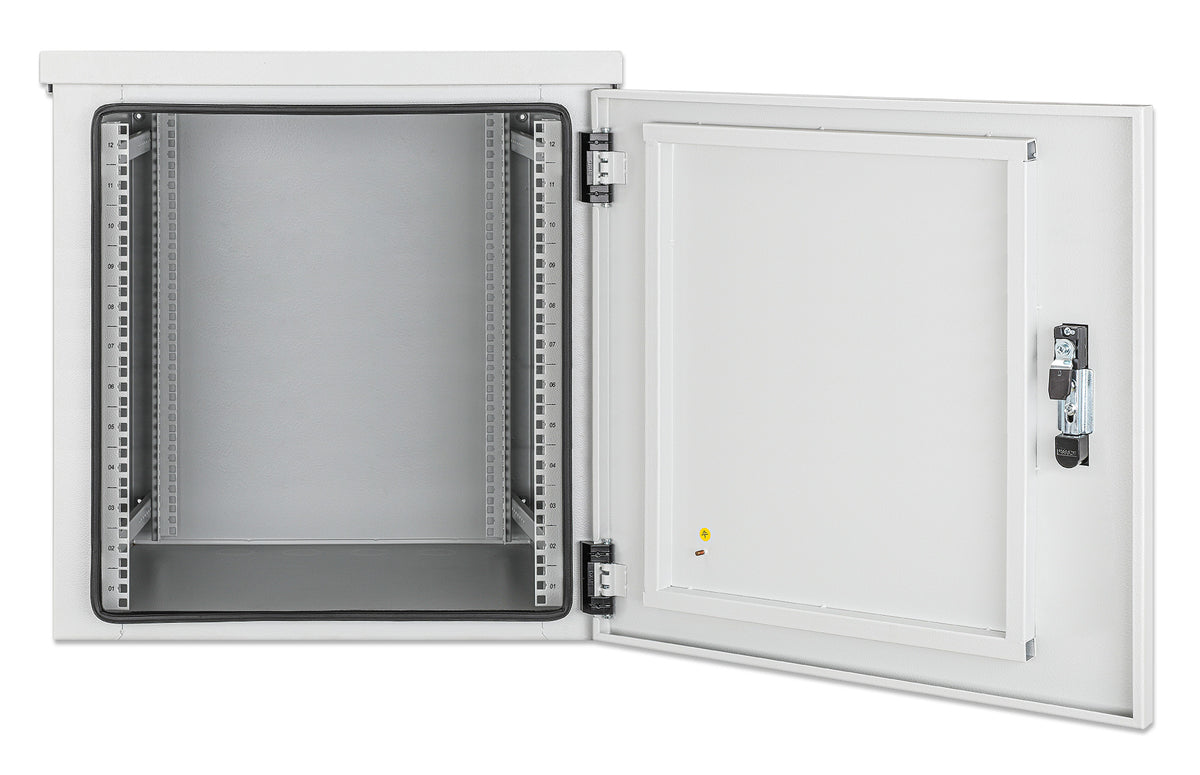 12U Industrial IP55 19" Wall Mount Cabinet with Integrated Fans, Gray Image 5