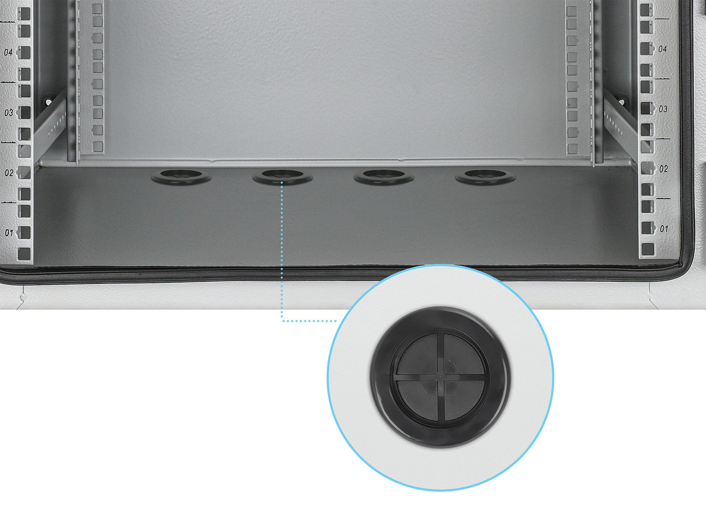 12U Industrial IP55 19" Wall Mount Cabinet with Integrated Fans, Gray Image 8