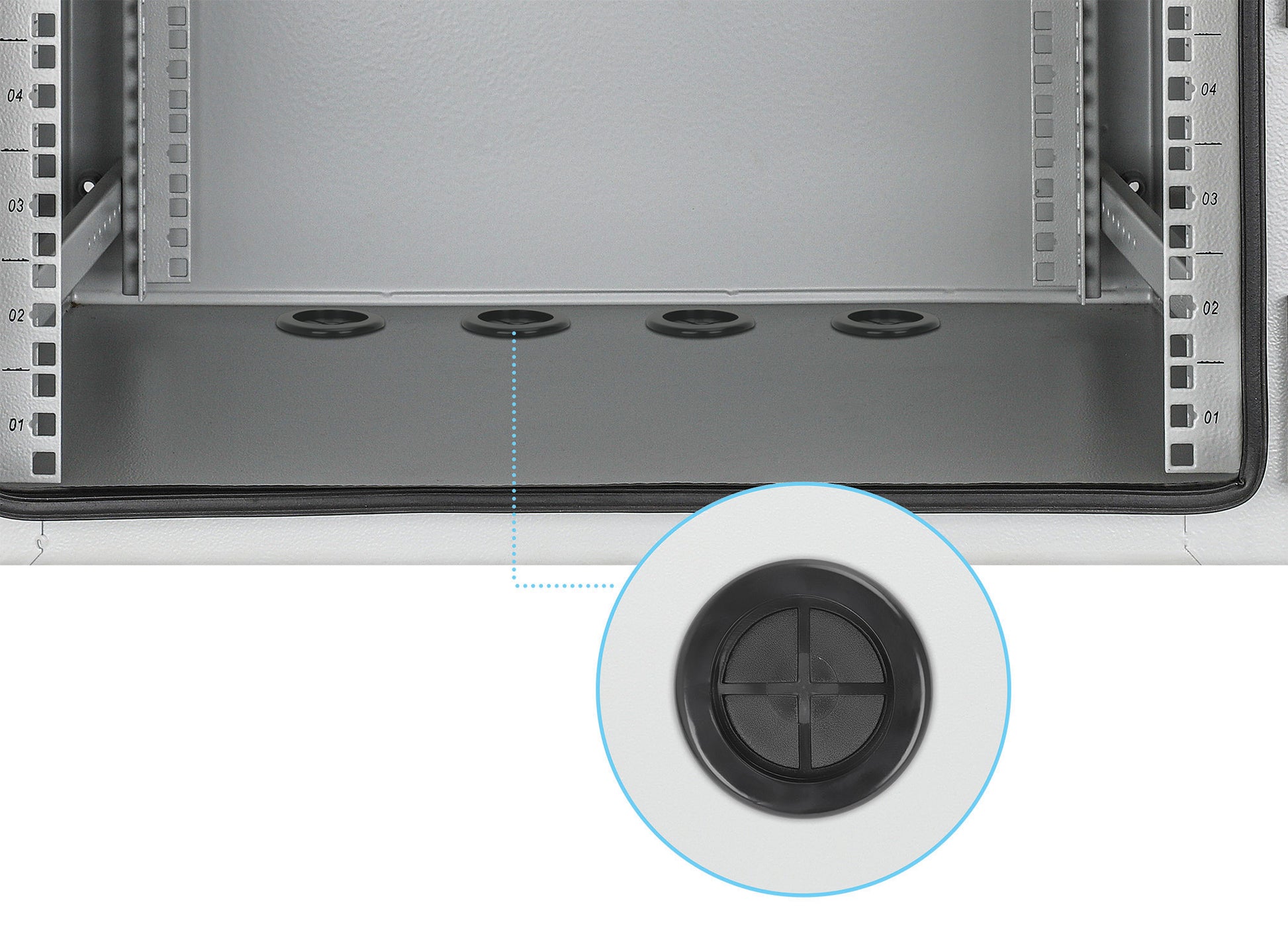 12U Industrial IP55 19" Wall Mount Cabinet with Integrated Fans, Gray Image 8