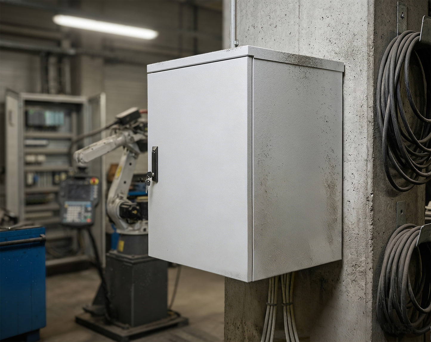 18U Industrial IP55 19" Wall Mount Cabinet with Integrated Fans, Gray Image 10