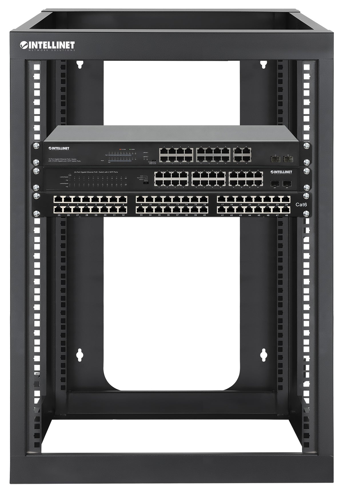 19" Wall Mount 4-Post Open Frame Network Rack, 15U Image 8