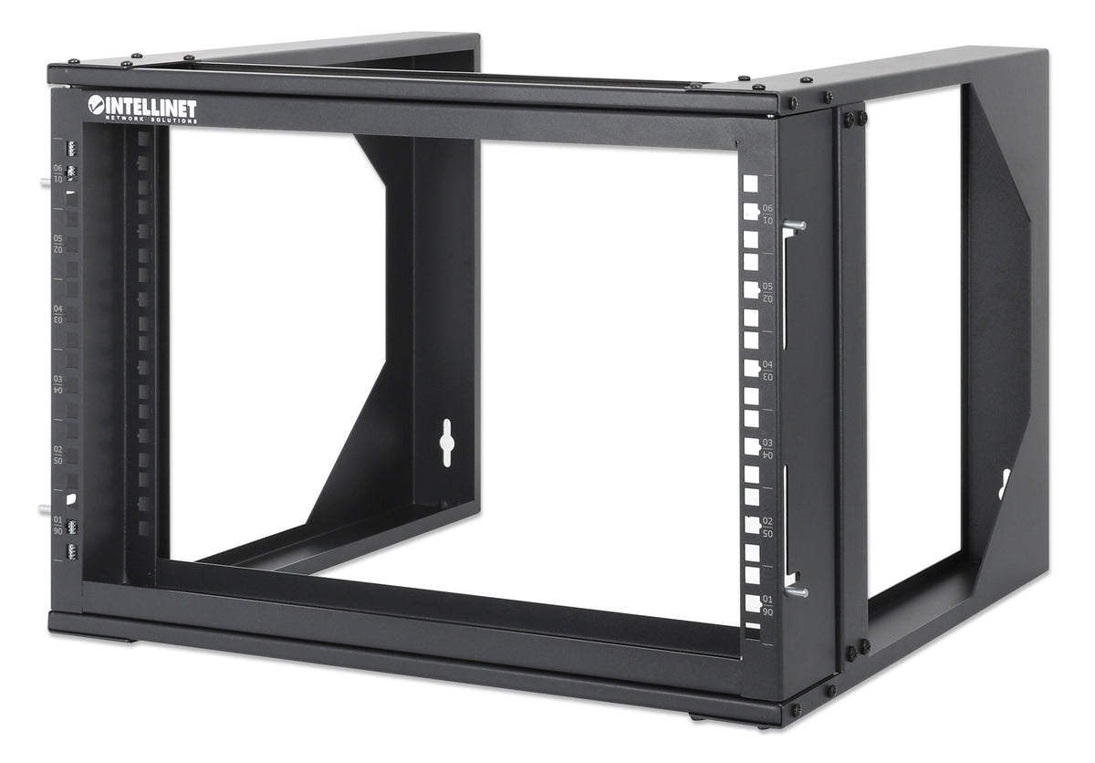 6U 19" Wall Mount 2-Post Open Frame Network Rack, Black Image 1