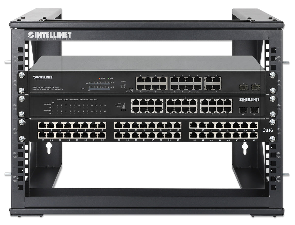 6U 19" Wall Mount 2-Post Open Frame Network Rack, Black Image 7