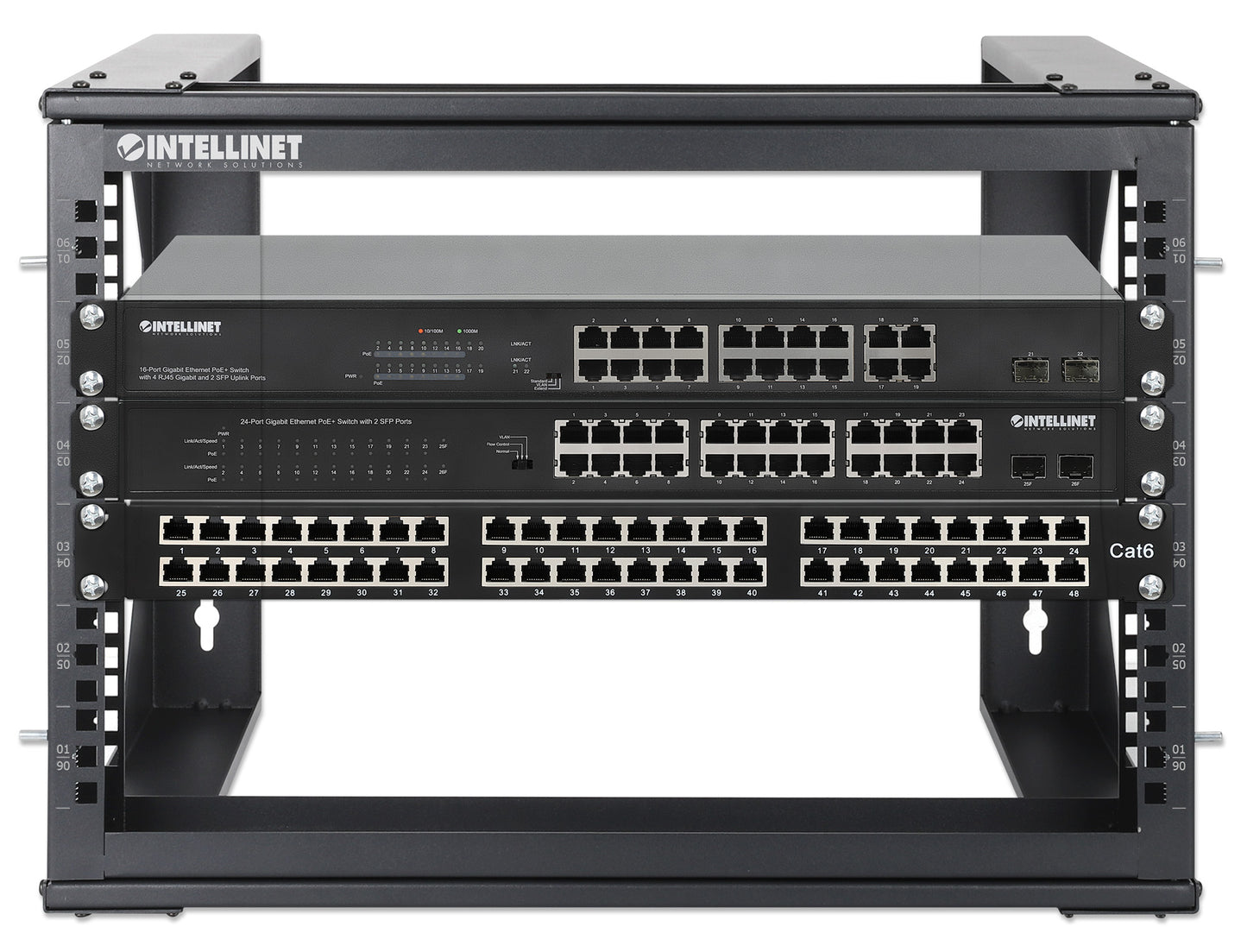 6U 19" Wall Mount 2-Post Open Frame Network Rack, Black Image 7