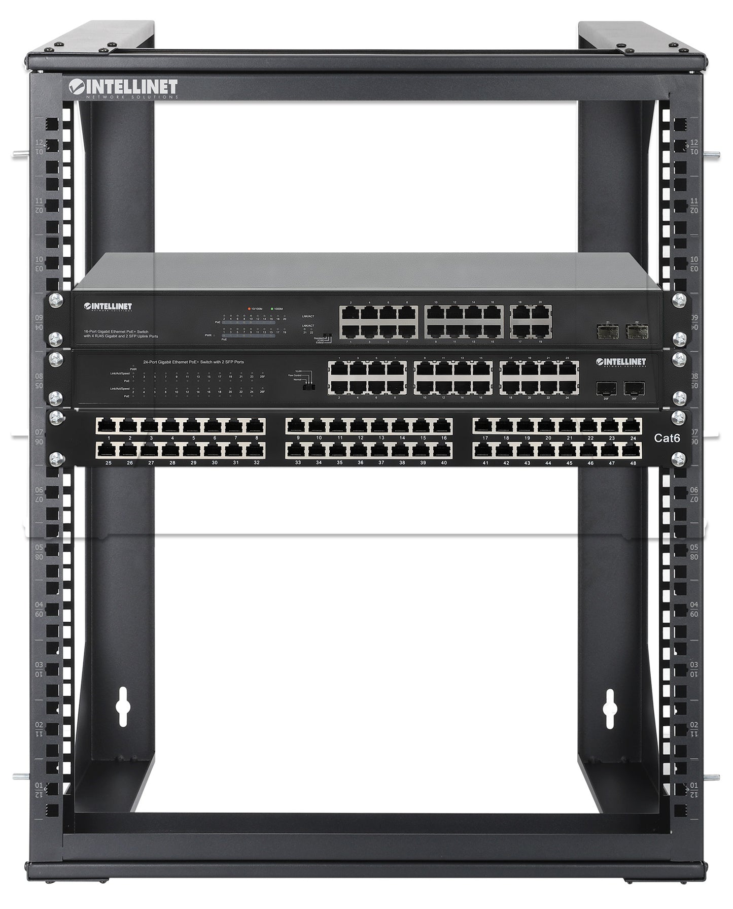 19" Wall Mount 2-Post Open Frame Network Rack, 12U Image 7