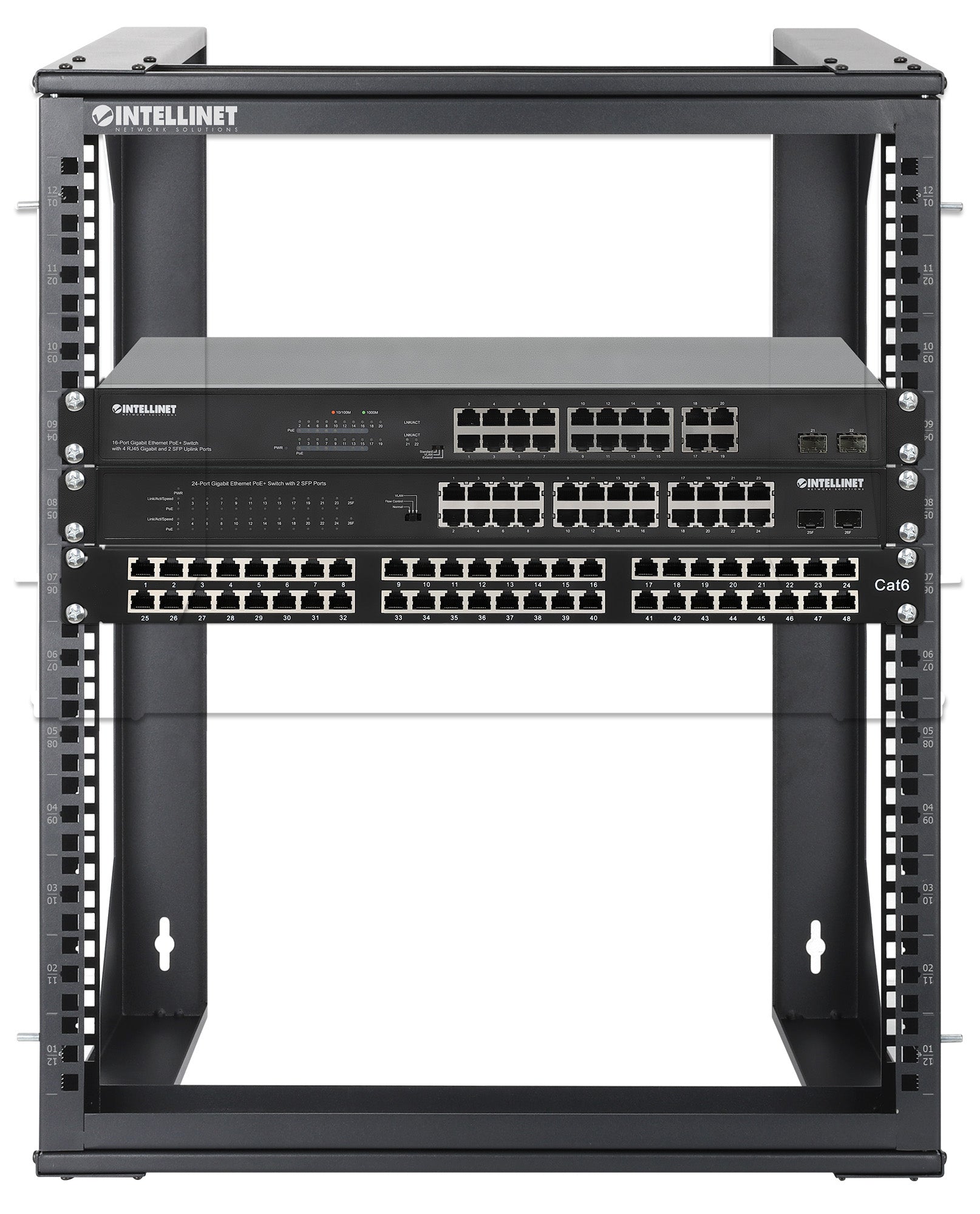 19" Wall Mount 2-Post Open Frame Network Rack, 12U Image 7