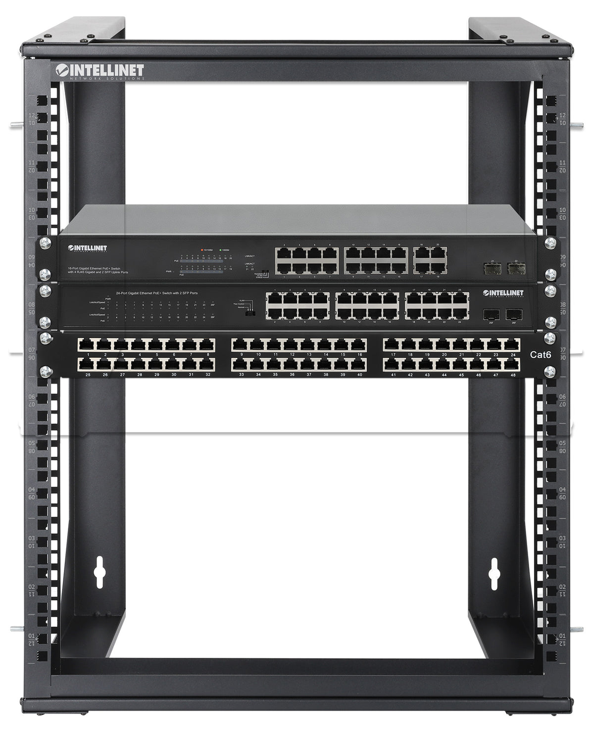 19" Wall Mount 2-Post Open Frame Network Rack, 12U Image 7