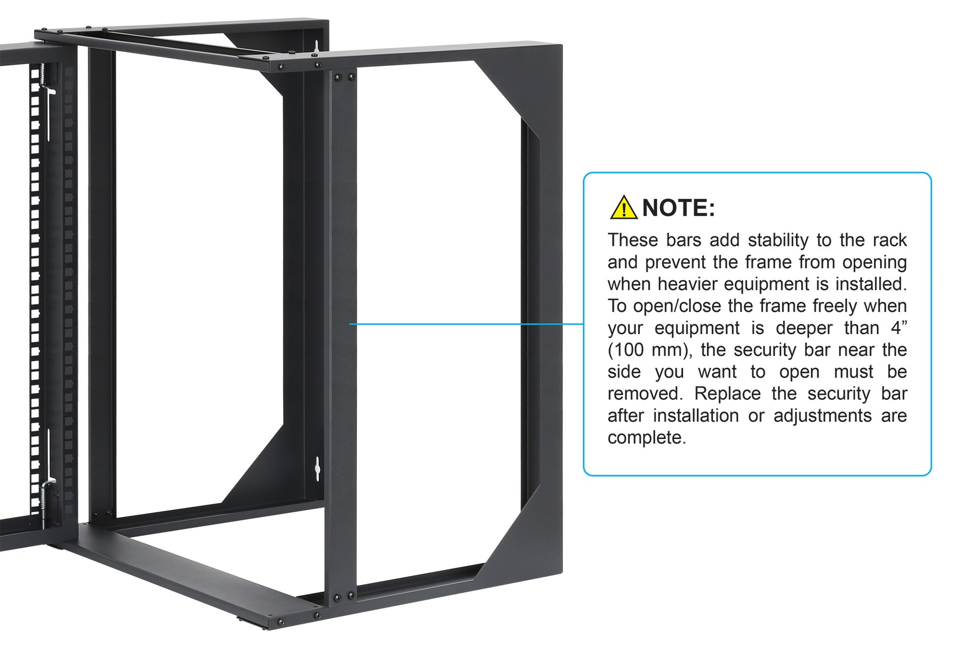 19" Wall Mount 2-Post Open Frame Network Rack, 12U Image 8