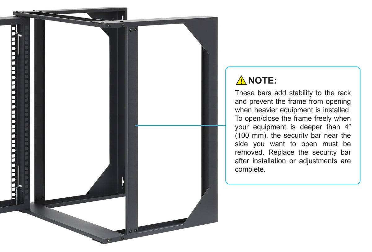 19" Wall Mount 2-Post Open Frame Network Rack, 12U Image 8