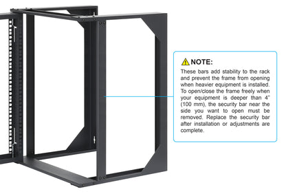 19" Wall Mount 2-Post Open Frame Network Rack, 12U Image 8
