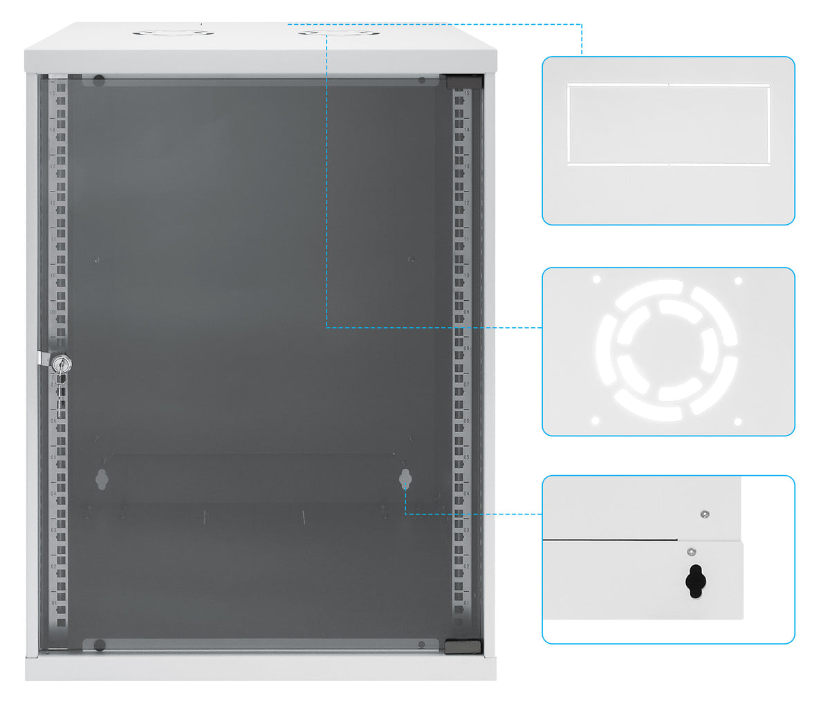 15U 19" Wall Mount Network Cabinet, Basic Line, 400 mm Depth, Gray Image 9