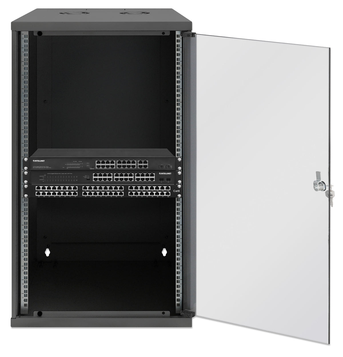 20U 19" Wall Mount Network Cabinet, Basic Line, 560 mm Depth, Black Image 4